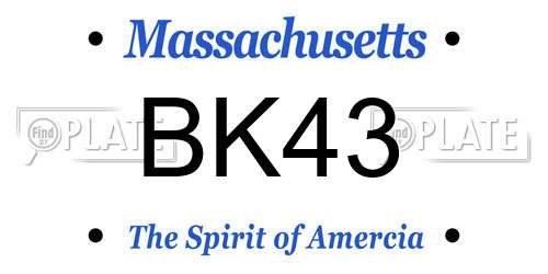 BK43 Massachusetts License Plate
