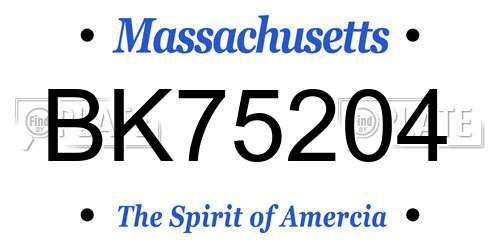 BK75204 Massachusetts License Plate