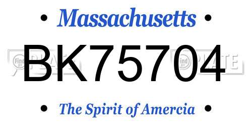 BK75704 Massachusetts License Plate