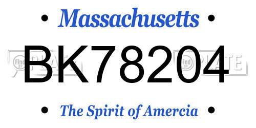 BK78204 Massachusetts License Plate