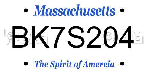 BK7S204 Massachusetts License Plate
