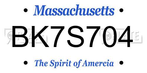 BK7S704 Massachusetts License Plate