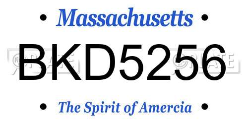 BKD5256 Massachusetts License Plate