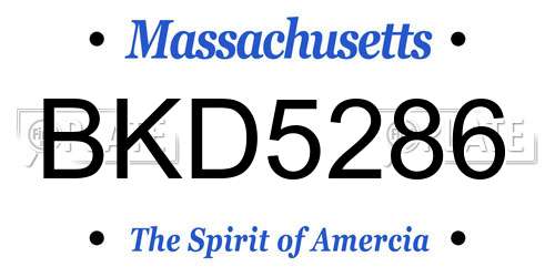 BKD5286 Massachusetts License Plate