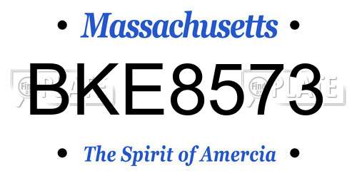 BKE8573 Massachusetts License Plate