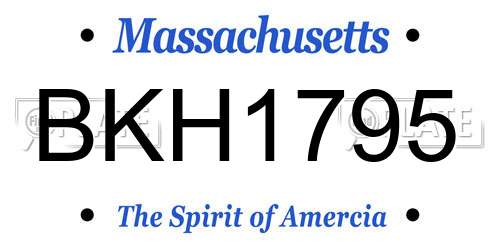BKH1795 Massachusetts License Plate