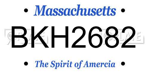 BKH2682 Massachusetts License Plate