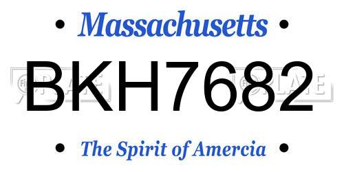 BKH7682 Massachusetts License Plate