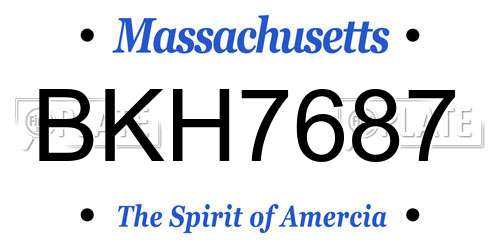 BKH7687 Massachusetts License Plate