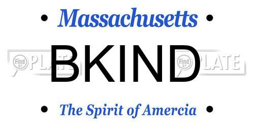 BKIND Massachusetts License Plate