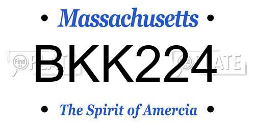 BKK224 Massachusetts License Plate