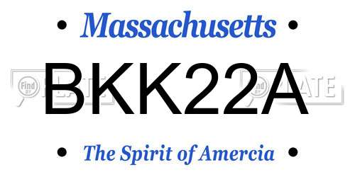 BKK22A Massachusetts License Plate