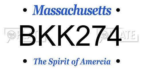 BKK274 Massachusetts License Plate