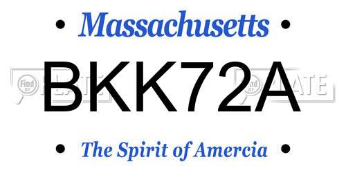 BKK72A Massachusetts License Plate