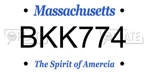 BKK774 Massachusetts License Plate