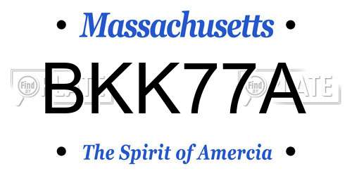 BKK77A Massachusetts License Plate