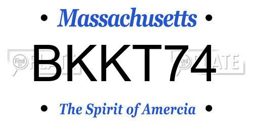 BKKT74 Massachusetts License Plate