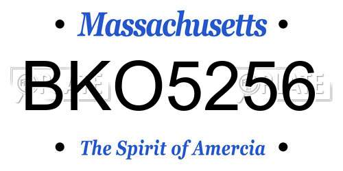BKO5256 Massachusetts License Plate