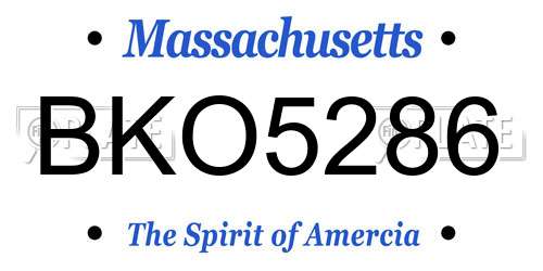 BKO5286 Massachusetts License Plate