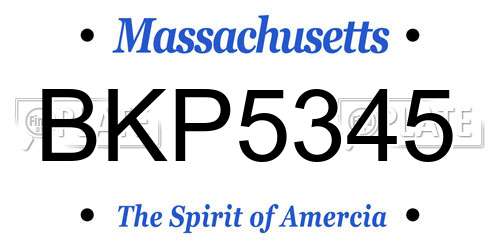 BKP5345 Massachusetts License Plate