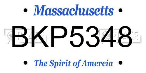 BKP5348 Massachusetts License Plate
