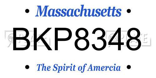 BKP8348 Massachusetts License Plate