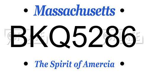 BKQ5286 Massachusetts License Plate