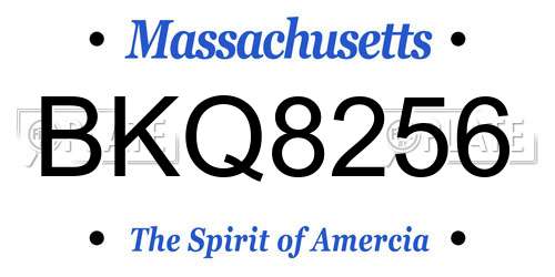 BKQ8256 Massachusetts License Plate