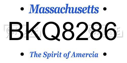BKQ8286 Massachusetts License Plate