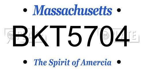 BKT5704 Massachusetts License Plate