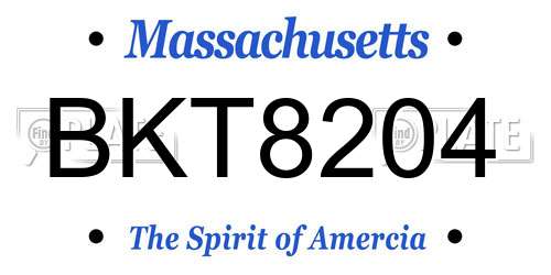 BKT8204 Massachusetts License Plate