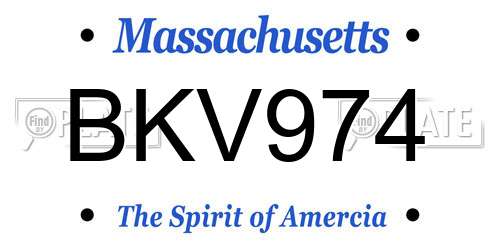 BKV974 Massachusetts License Plate