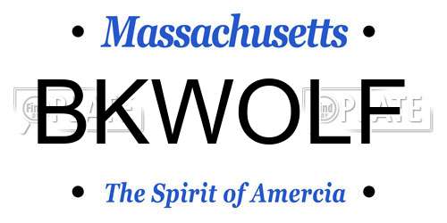 BKWOLF Massachusetts License Plate