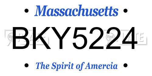 BKY5224 Massachusetts License Plate
