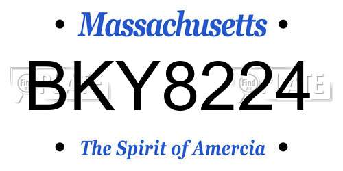 BKY8224 Massachusetts License Plate