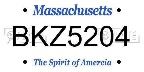 BKZ5204 Massachusetts License Plate