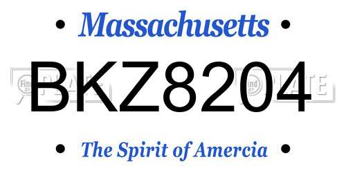 BKZ8204 Massachusetts License Plate