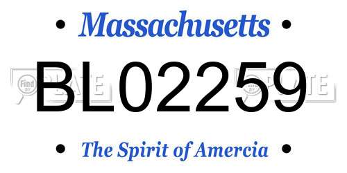 BL02259 Massachusetts License Plate