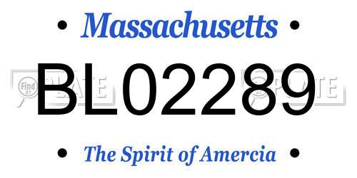 BL02289 Massachusetts License Plate