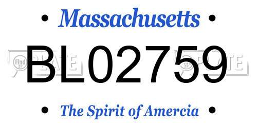 BL02759 Massachusetts License Plate