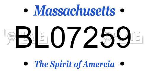 BL07259 Massachusetts License Plate