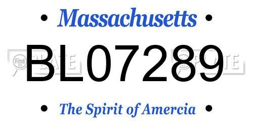 BL07289 Massachusetts License Plate