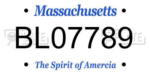 BL07789 Massachusetts License Plate