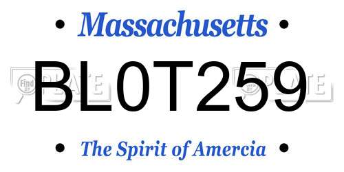 BL0T259 Massachusetts License Plate