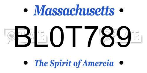 BL0T789 Massachusetts License Plate