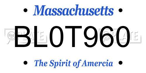 BL0T960 Massachusetts License Plate