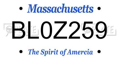 BL0Z259 Massachusetts License Plate