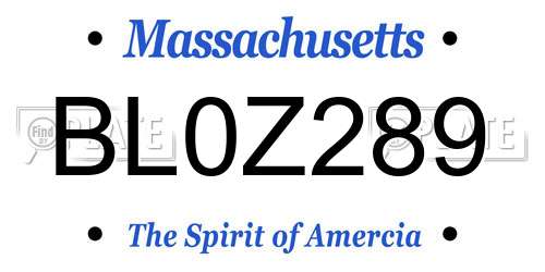 BL0Z289 Massachusetts License Plate