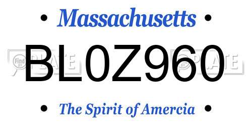 BL0Z960 Massachusetts License Plate