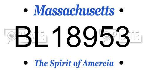 BL18953 Massachusetts License Plate